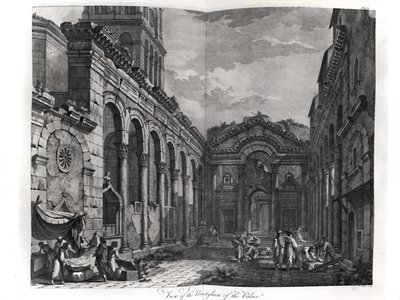 View of the peristyle of the palace of Diocletian at Split on the Dalmatian coast, engraved by P. Santini, 1768 by Robert Adam